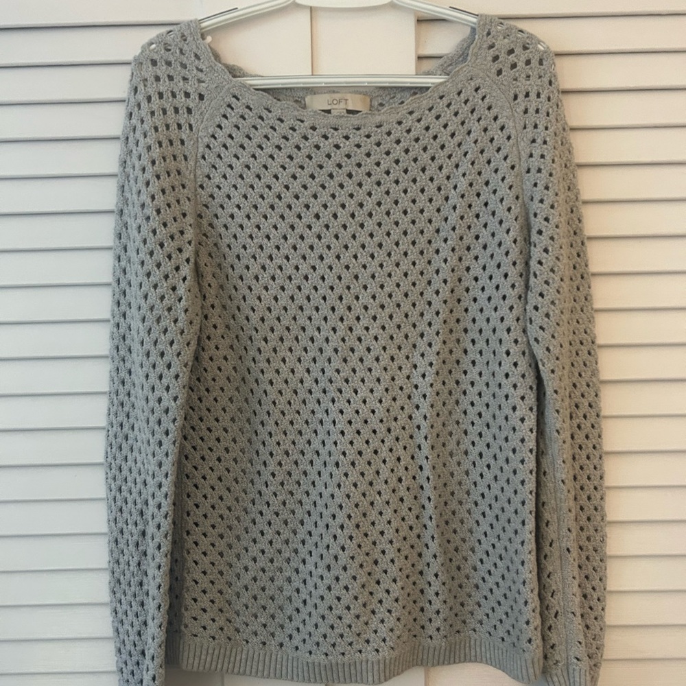 Grey open knit sweater